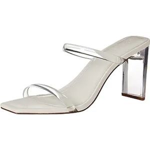 Women's Avery Square Toe Two Strap High Heeled Clear Heel Sandal